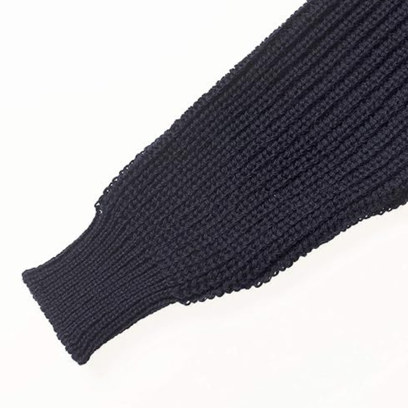 Men's Fisherman's Ribbed Crew Neck Sweater Navy